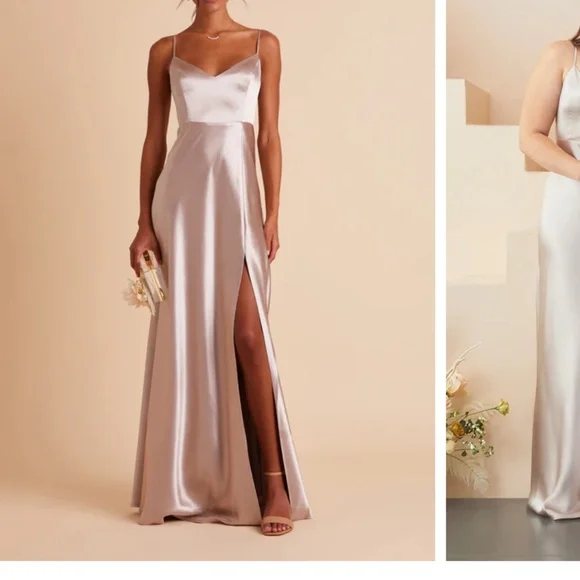 Birdy Grey Jay Shiny Satin Dress Taupe - Picture 1 of 5